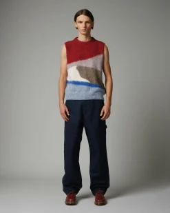 Highsnobiety HS05 Alpaca Abstract Sweater Vest Red/Blue- Knitwear