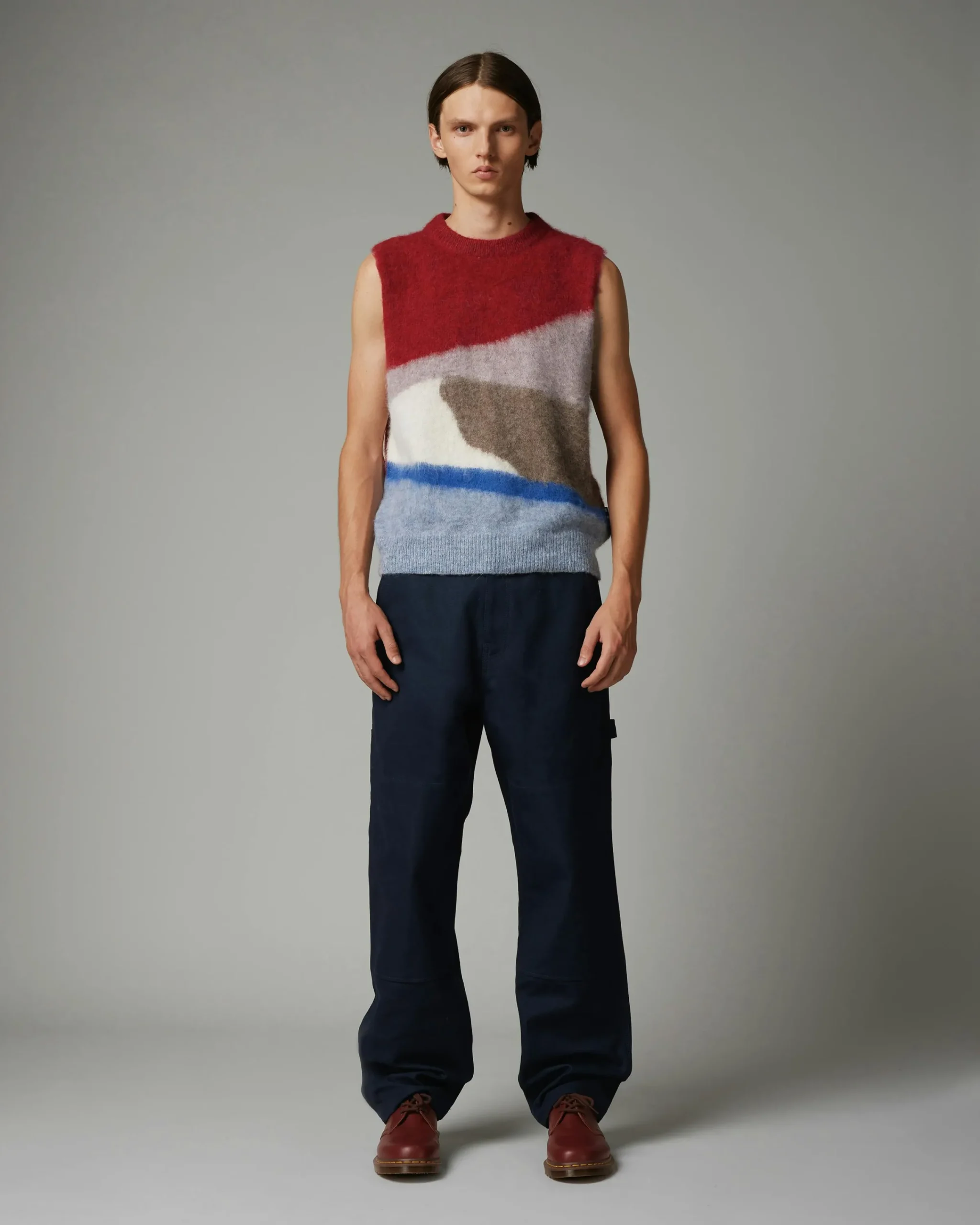 Highsnobiety HS05 Alpaca Abstract Sweater Vest Red/Blue- Knitwear