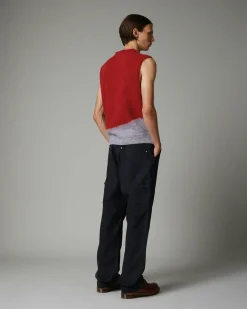 Highsnobiety HS05 Alpaca Abstract Sweater Vest Red/Blue- Knitwear