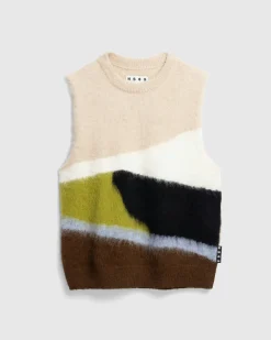 Highsnobiety HS05 Alpaca Abstract Sweater Vest Beige/Brown- Knitwear