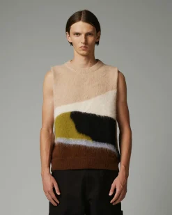 Highsnobiety HS05 Alpaca Abstract Sweater Vest Beige/Brown- Knitwear