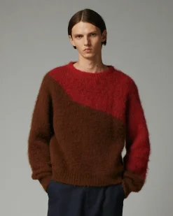 Highsnobiety HS05 Alpaca Abstract Wave Sweater Brown/Red- Knitwear