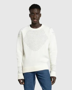 GmbH Alpaca Wool Blend Knit Jumper Off White/Grey- Knitwear