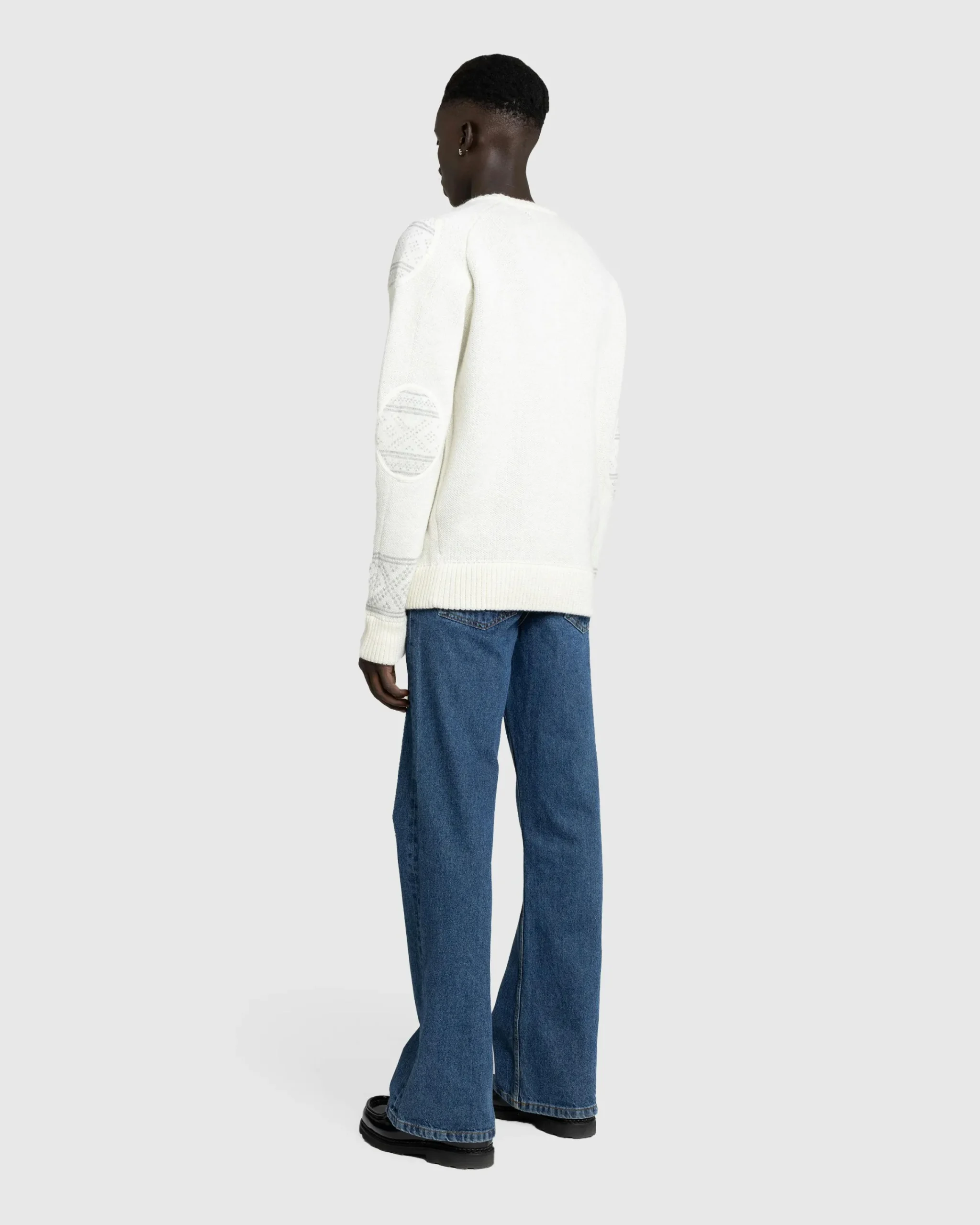 GmbH Alpaca Wool Blend Knit Jumper Off White/Grey- Knitwear