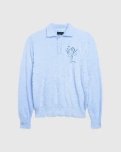 Rassvet ANGEL MOHAIR POLO KNIT LIGHT BLUE- Tops