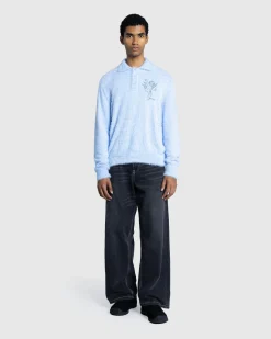 Rassvet ANGEL MOHAIR POLO KNIT LIGHT BLUE- Tops