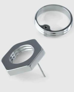 Maison Margiela Bolt and Nut Earring Palladio Burattato- Jewelry