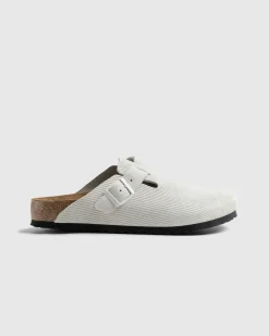 Birkenstock Boston Suede Leather Corduroy Antique White- Shoes