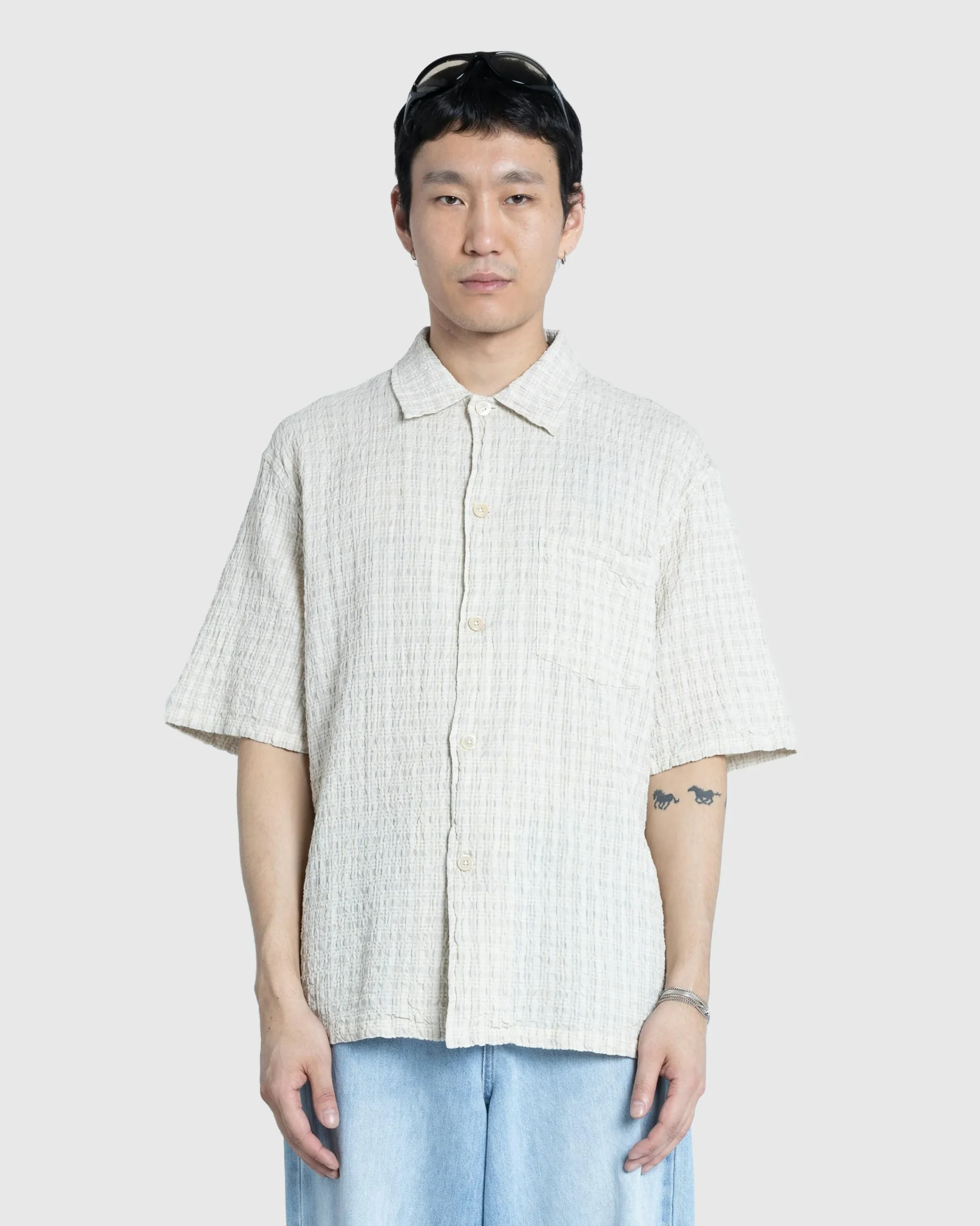 Our Legacy Box Short-Sleeve Shirt Light Authentic Seersucker- Shirts