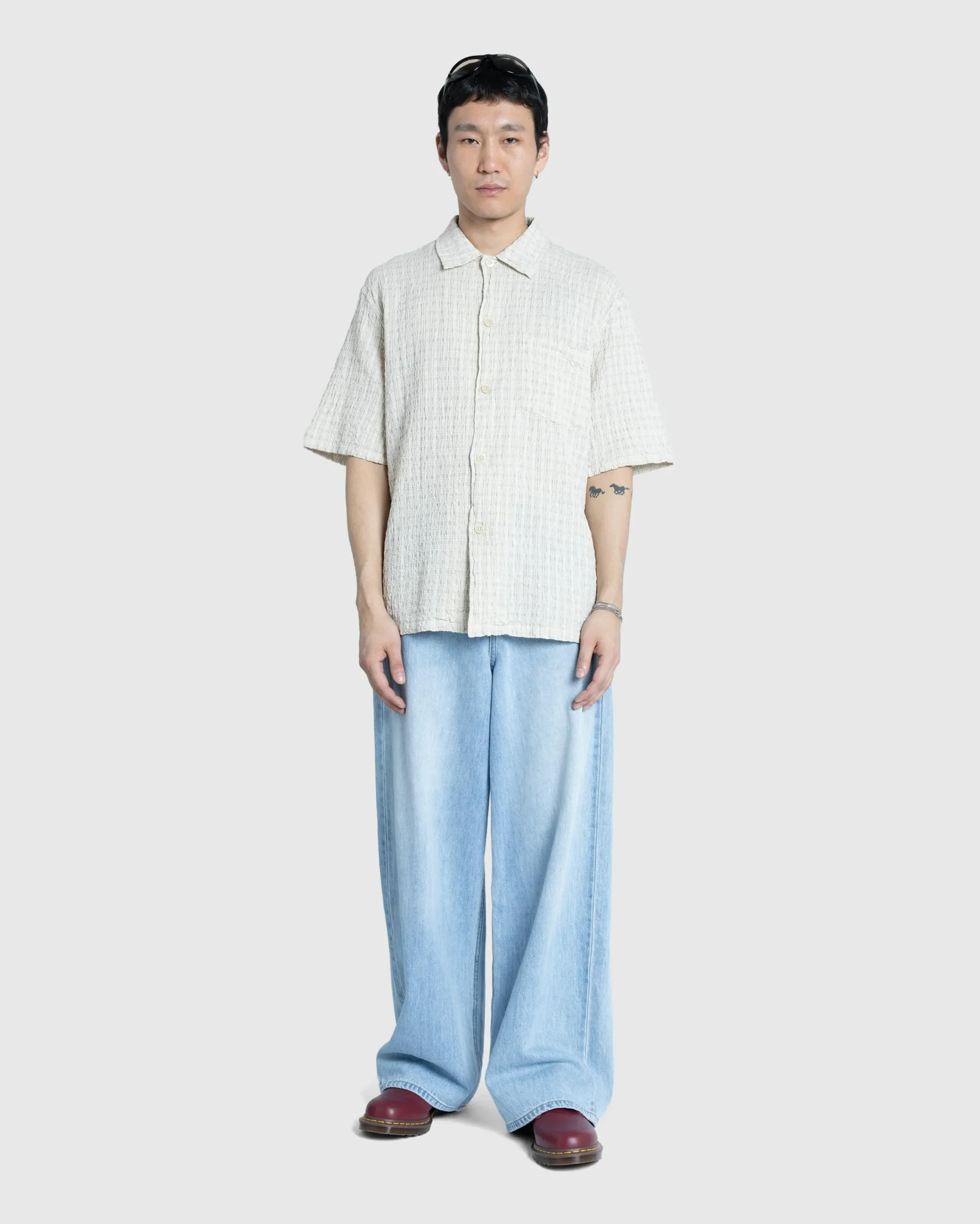 Our Legacy Box Short-Sleeve Shirt Light Authentic Seersucker- Shirts