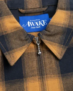 Awake NY Brushed Flannel Shirt Jacket Orange/Multi- Shirts