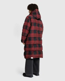 Woolrich Black Label Buffalo Check Long Parka Red/Black- Outerwear