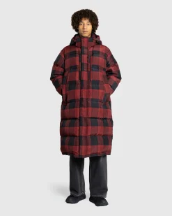 Woolrich Black Label Buffalo Check Long Parka Red/Black- Outerwear