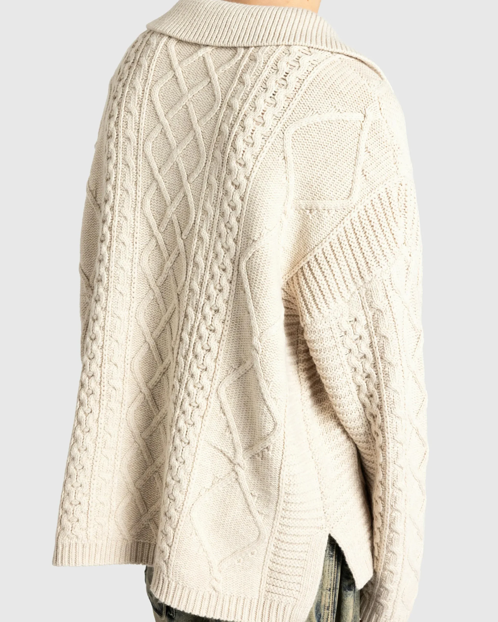 Guess USA Cable Knit Sweater Pearl White Multi- Knitwear