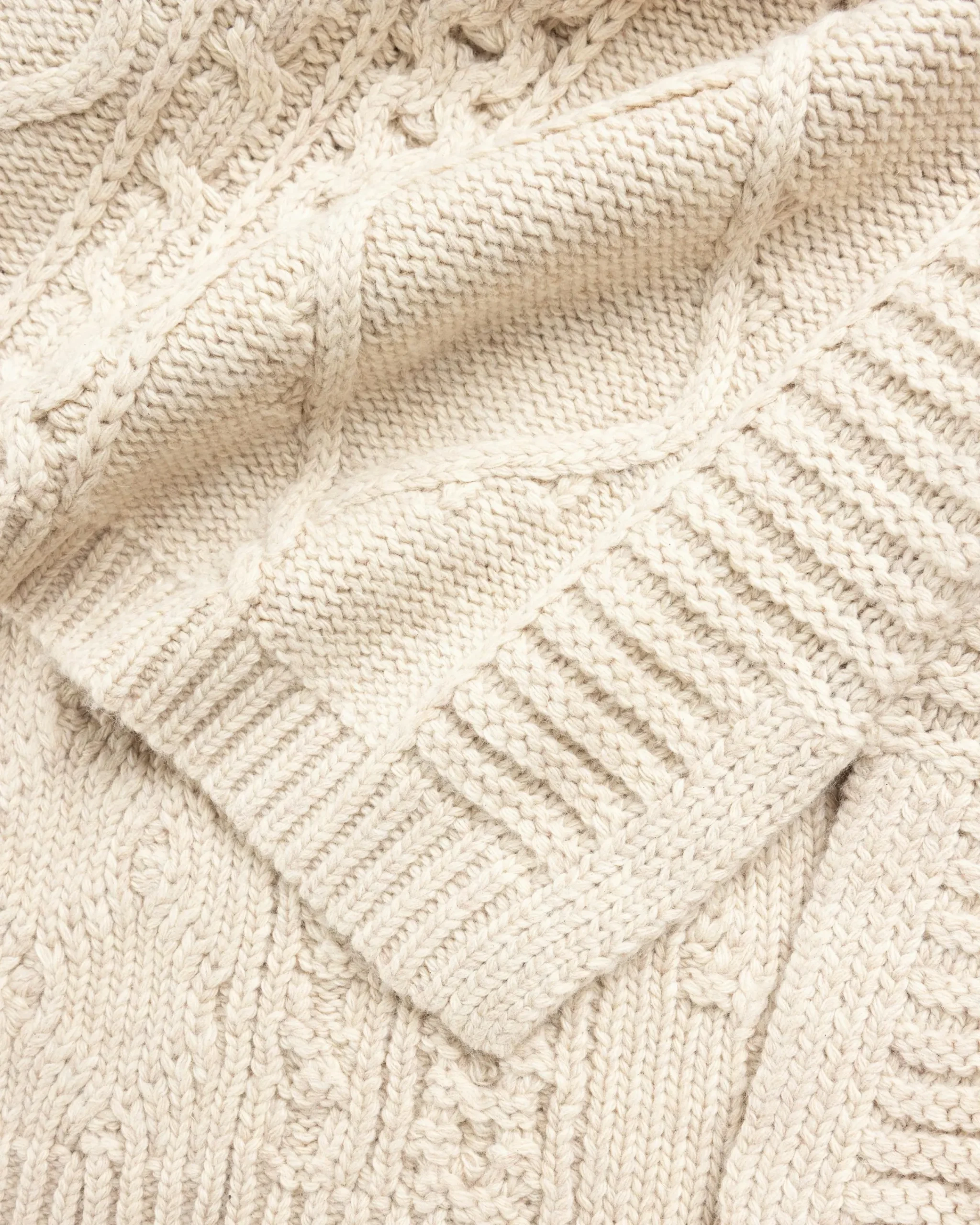 Guess USA Cable Knit Sweater Pearl White Multi- Knitwear