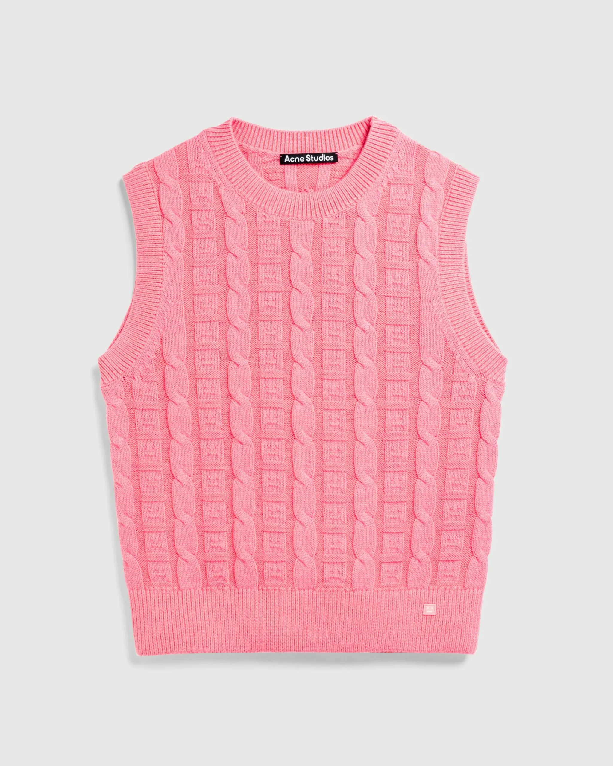 Acne Studios Cable Wool Sleeveless Jumper Tango Pink- Knitwear