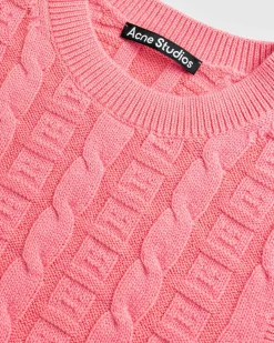 Acne Studios Cable Wool Sleeveless Jumper Tango Pink- Knitwear