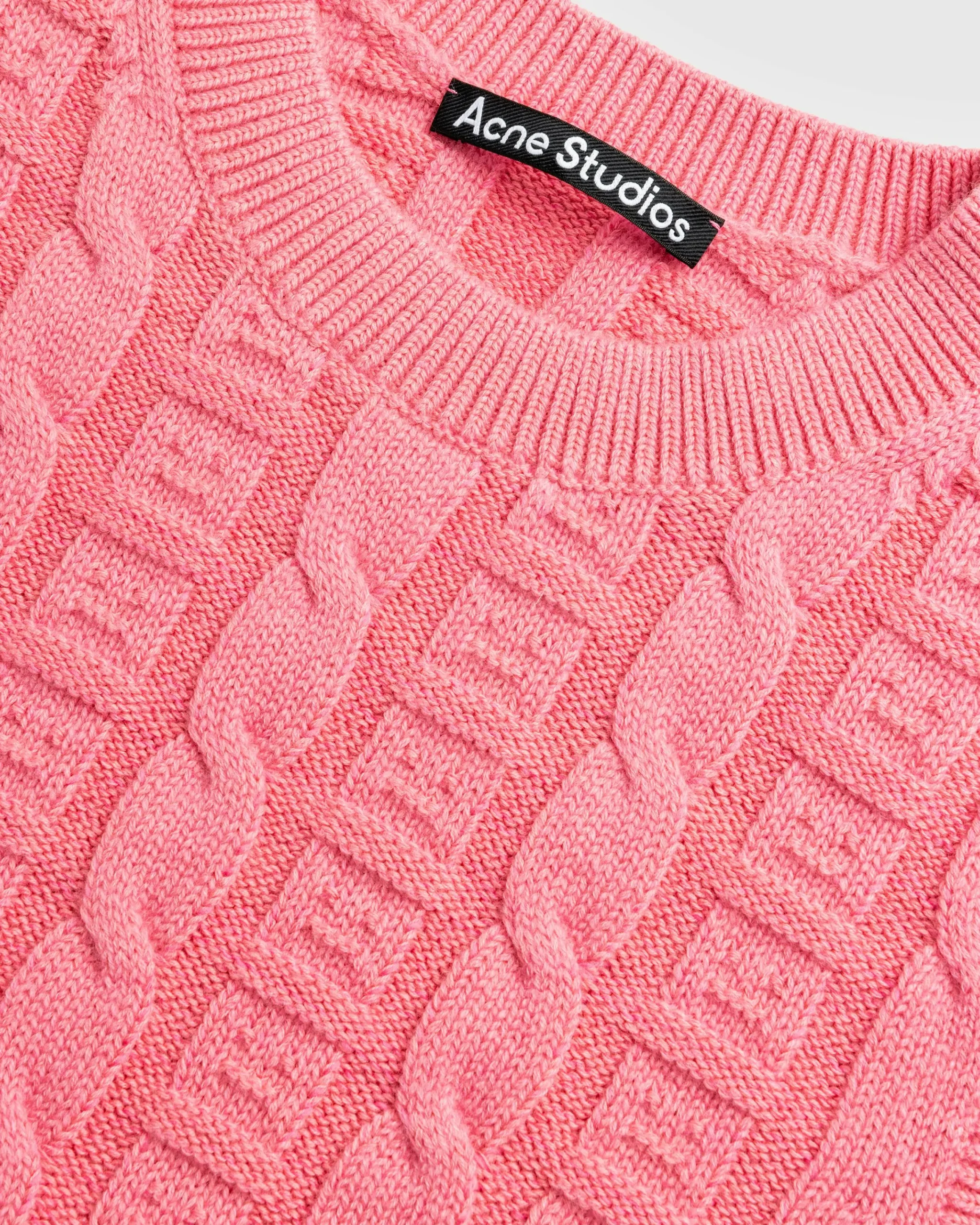 Acne Studios Cable Wool Sleeveless Jumper Tango Pink- Knitwear