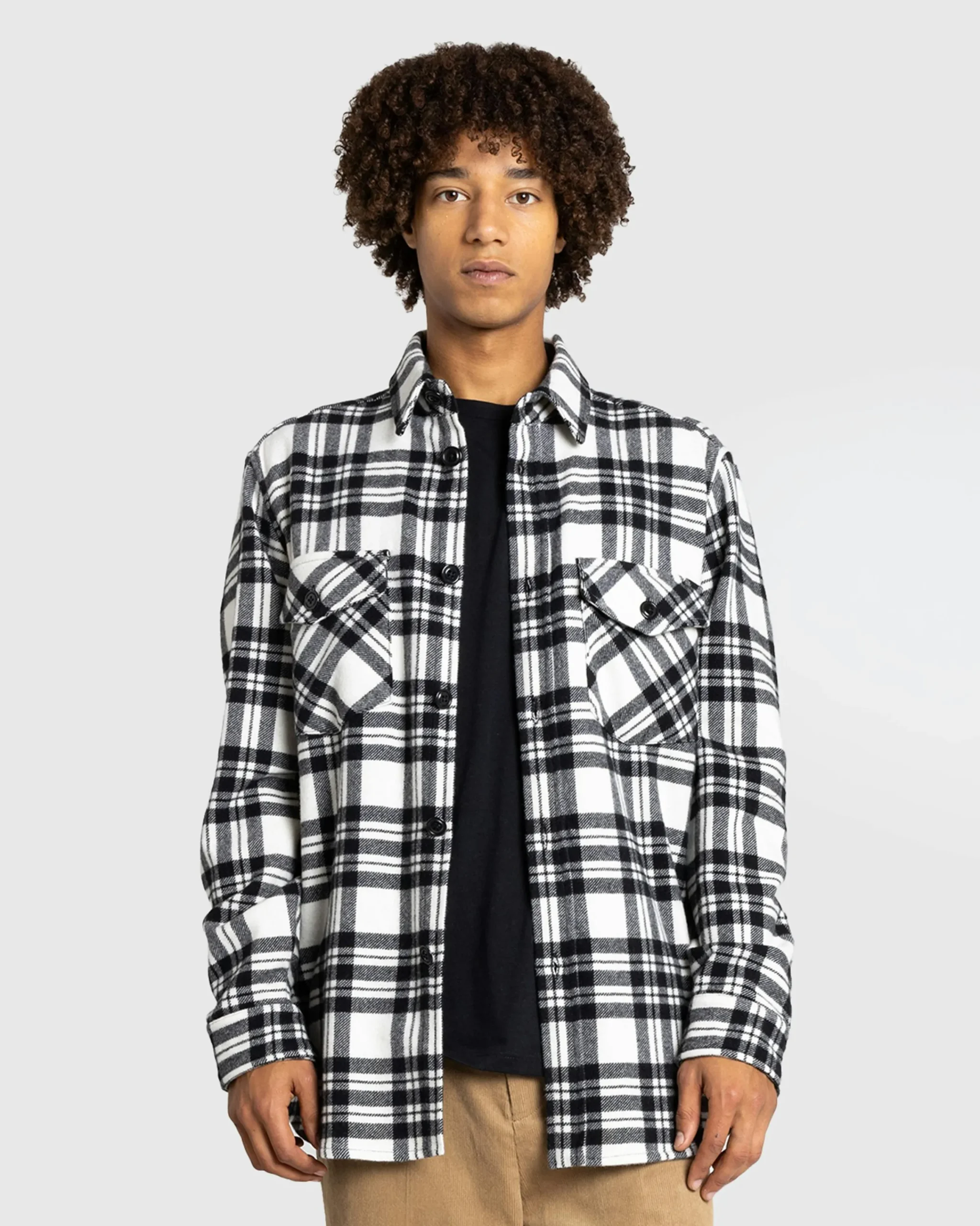 Woolrich Black Label Cashmere Shirt Jacket Black/White- Shirts