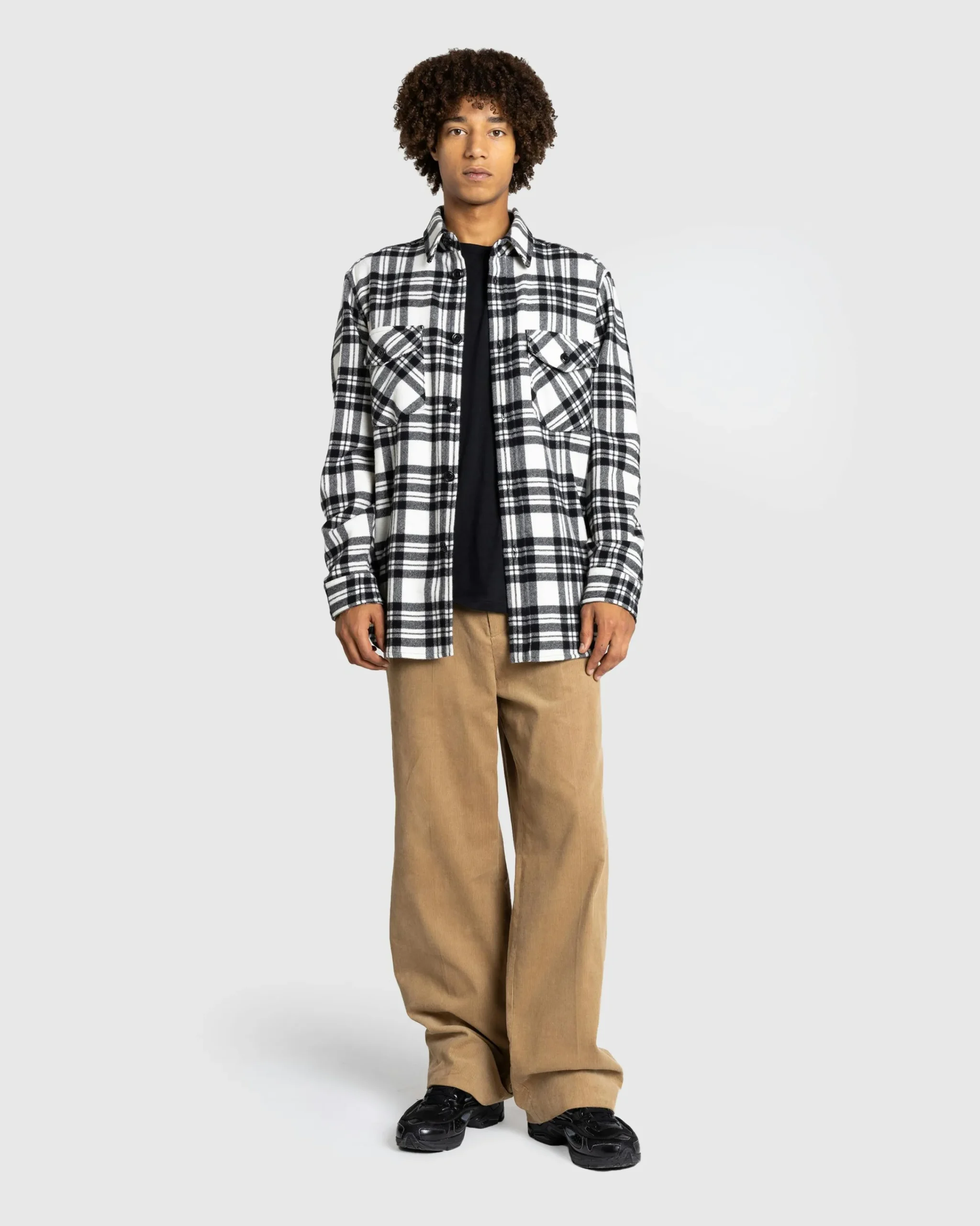 Woolrich Black Label Cashmere Shirt Jacket Black/White- Shirts