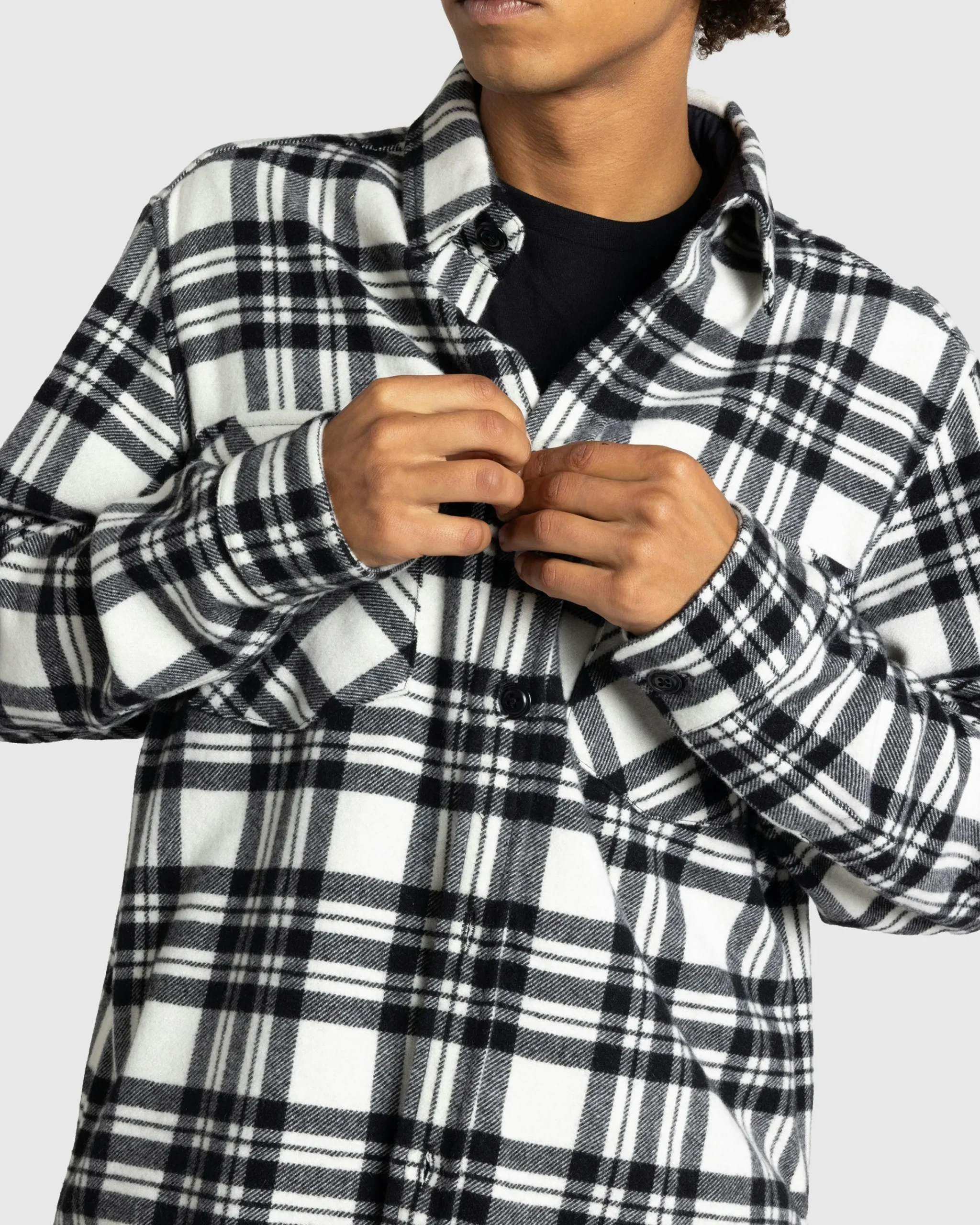 Woolrich Black Label Cashmere Shirt Jacket Black/White- Shirts