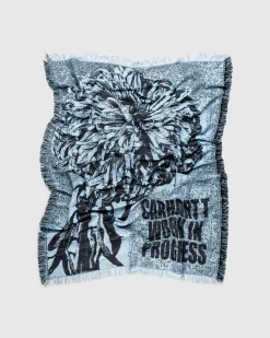 Carhartt WIP Chrysanthemum Woven Blanket Misty Sky/Black- Textiles