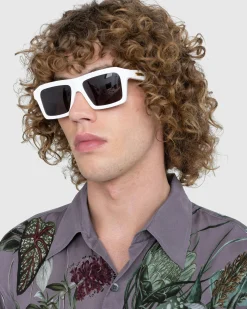 Bottega Veneta Classic Square Sunglasses White/White/Grey- Sunglasses