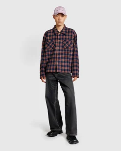 Stockholm Surfboard Club Club Overshirt Red Blue Check- Shirts