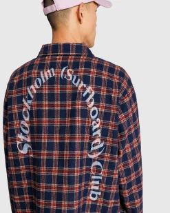 Stockholm Surfboard Club Club Overshirt Red Blue Check- Shirts