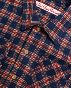 Stockholm Surfboard Club Club Overshirt Red Blue Check- Shirts