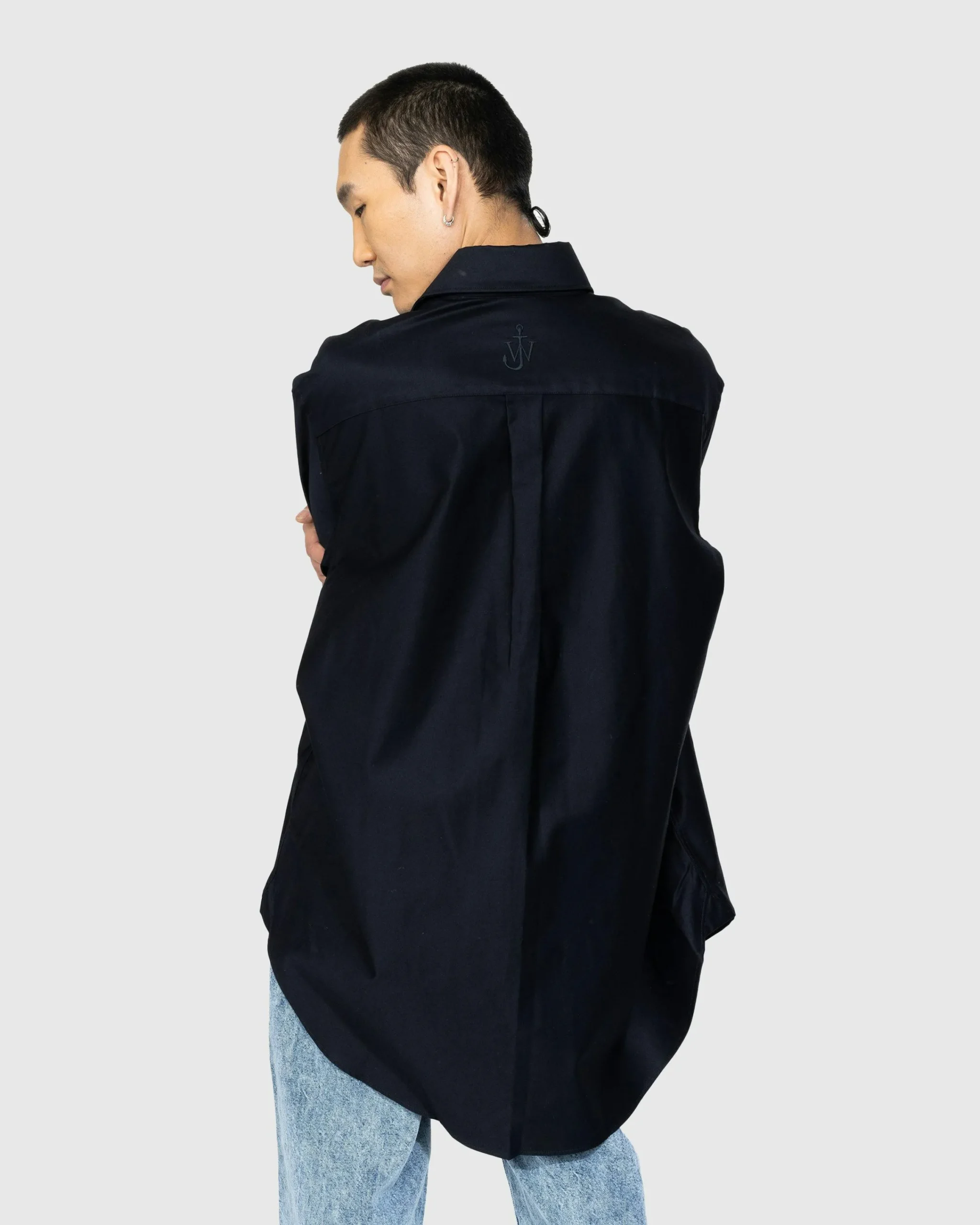 J.W. Anderson Contrast Patch Pocket Oversized Shirt Navy- Shirts