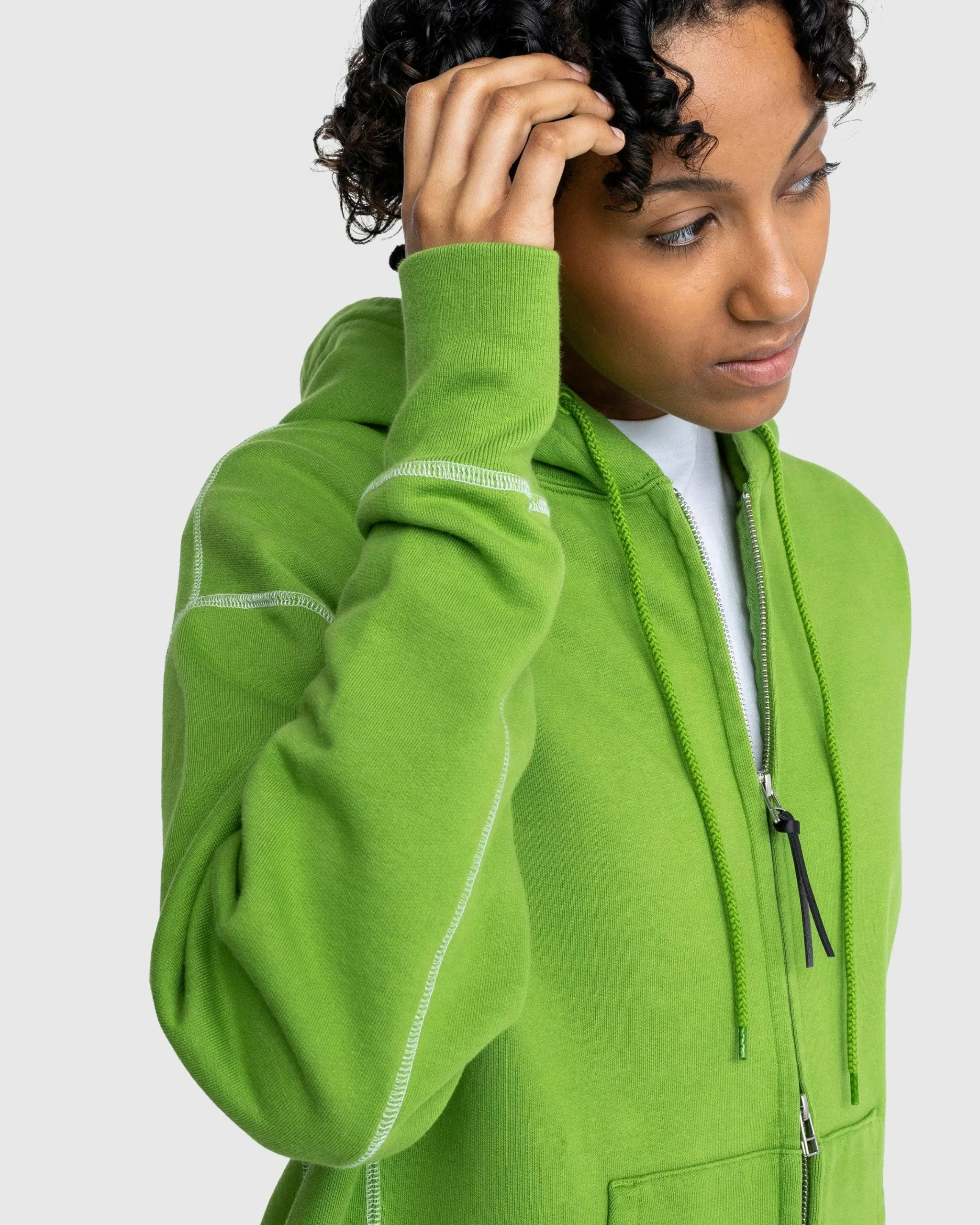 Highsnobiety Contrast Stitch Zip Fleece Hoodie- Sweats