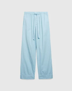 Tekla Cotton Poplin Pyjamas Pants Mist Stripes- Underwear And Loungewear