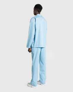 Tekla Cotton Poplin Pyjamas Pants Mist Stripes- Underwear And Loungewear