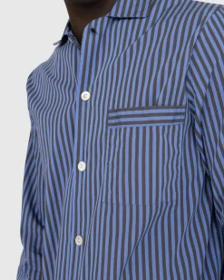 Tekla Cotton Poplin Pyjamas Shirt Stripes- Underwear And Loungewear