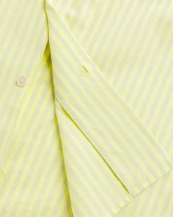 Tekla Cotton Poplin Pyjamas Shirt Light Moss Stripes- Underwear And Loungewear