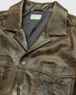 Guess USA Crackle Leather Shirt Amos Brown Multi- Shirts
