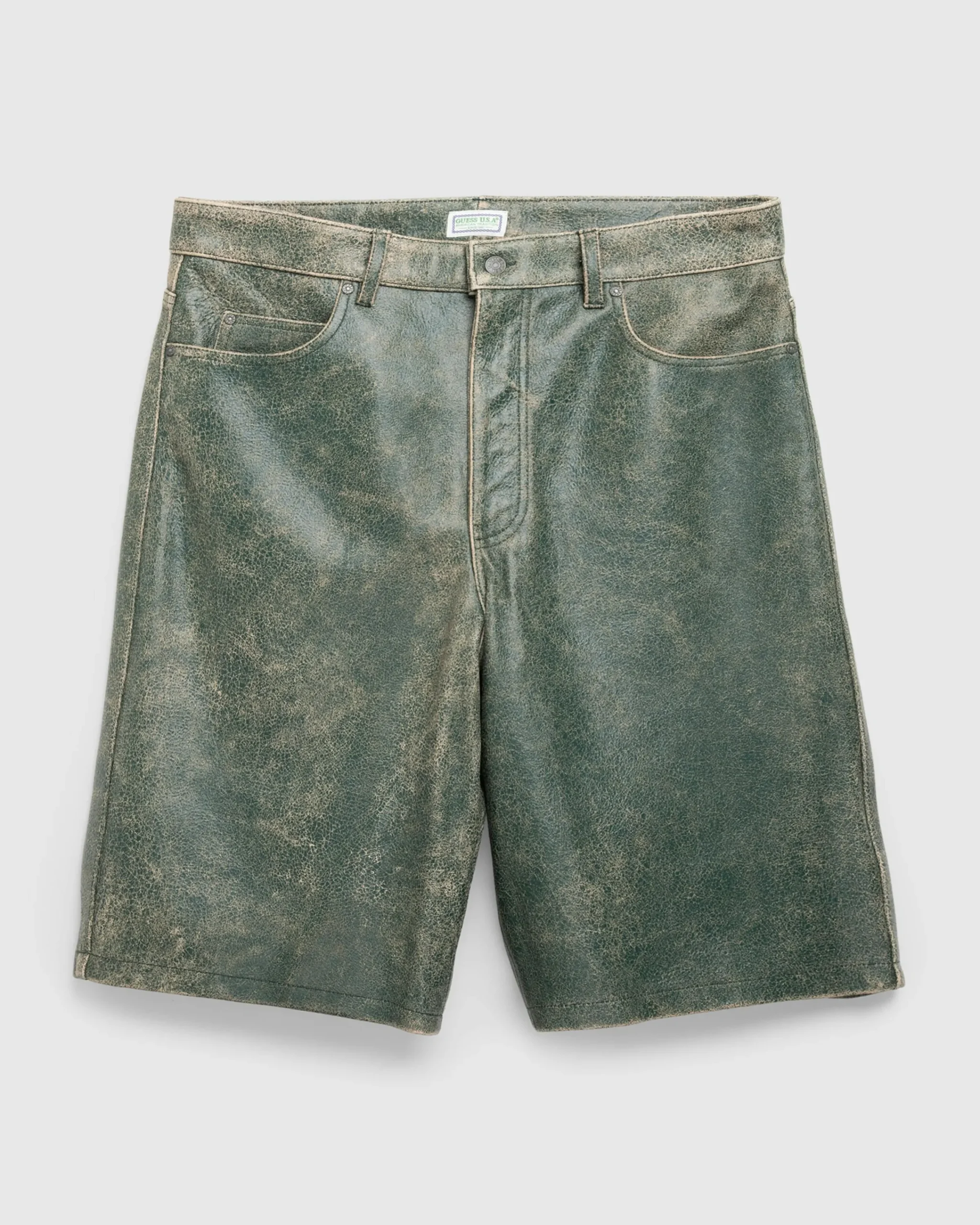 Guess USA Crackle Leather Shorts Castle Green Multi- Shorts