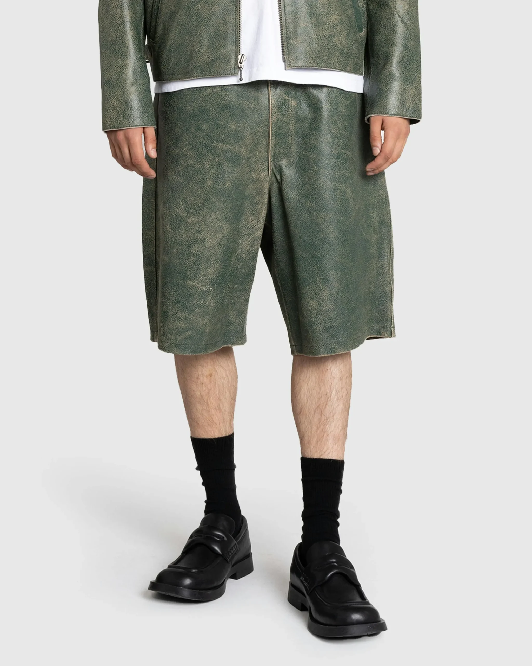 Guess USA Crackle Leather Shorts Castle Green Multi- Shorts