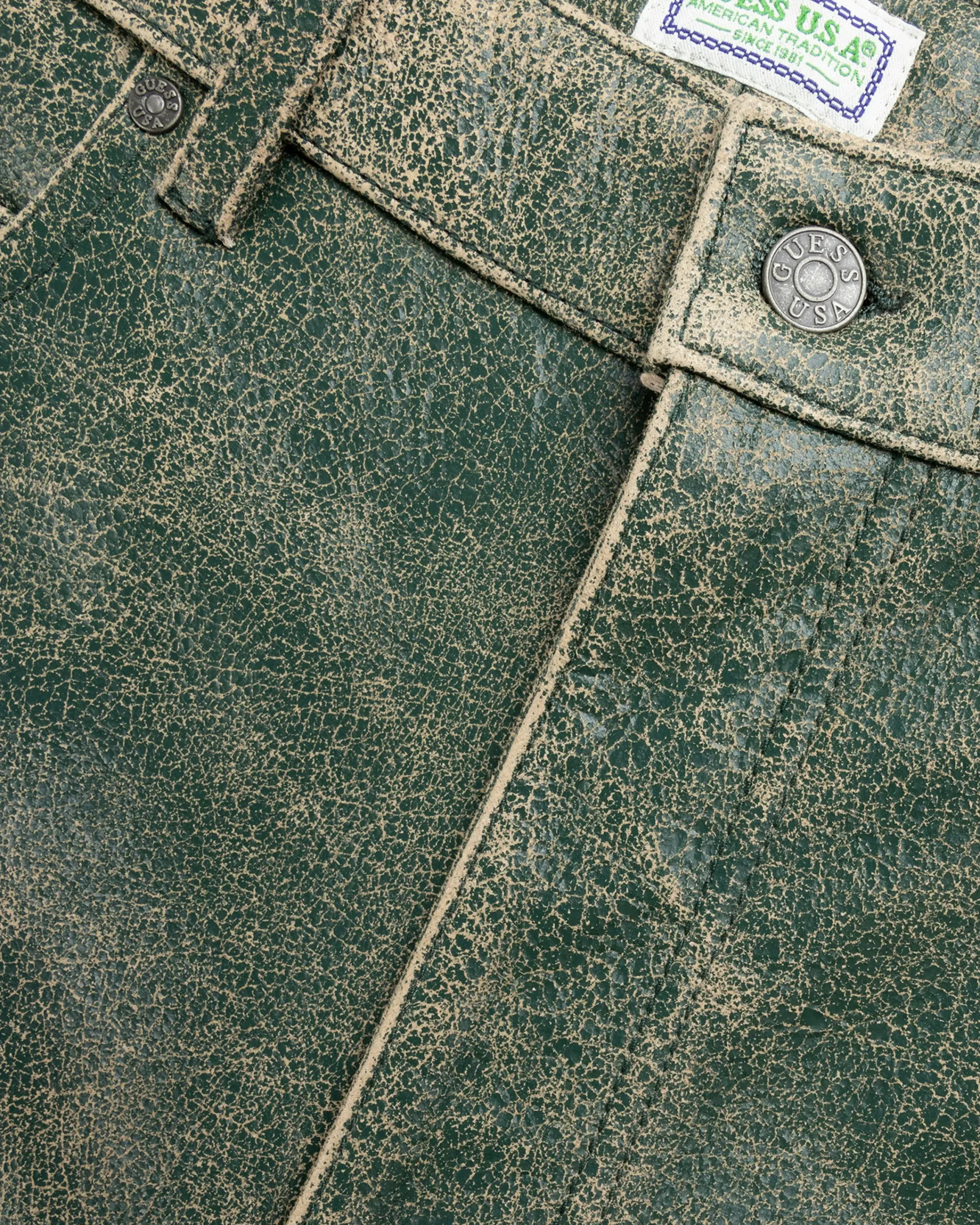 Guess USA Crackle Leather Shorts Castle Green Multi- Shorts