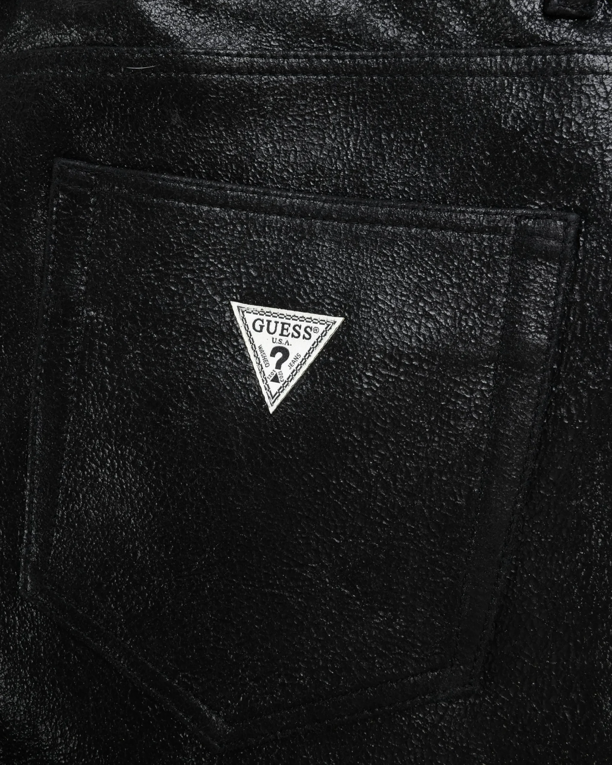 Guess USA Crackle Leather Shorts Jet Black Multi- Shorts