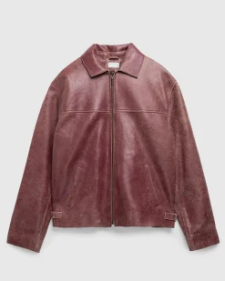 Guess USA Crackled Leather Jacket Petite Syrah Multi- Outerwear