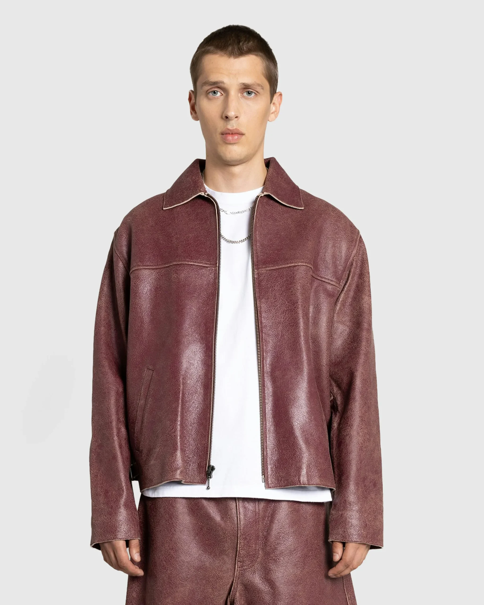 Guess USA Crackled Leather Jacket Petite Syrah Multi- Outerwear