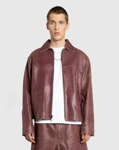 Guess USA Crackled Leather Jacket Petite Syrah Multi- Outerwear