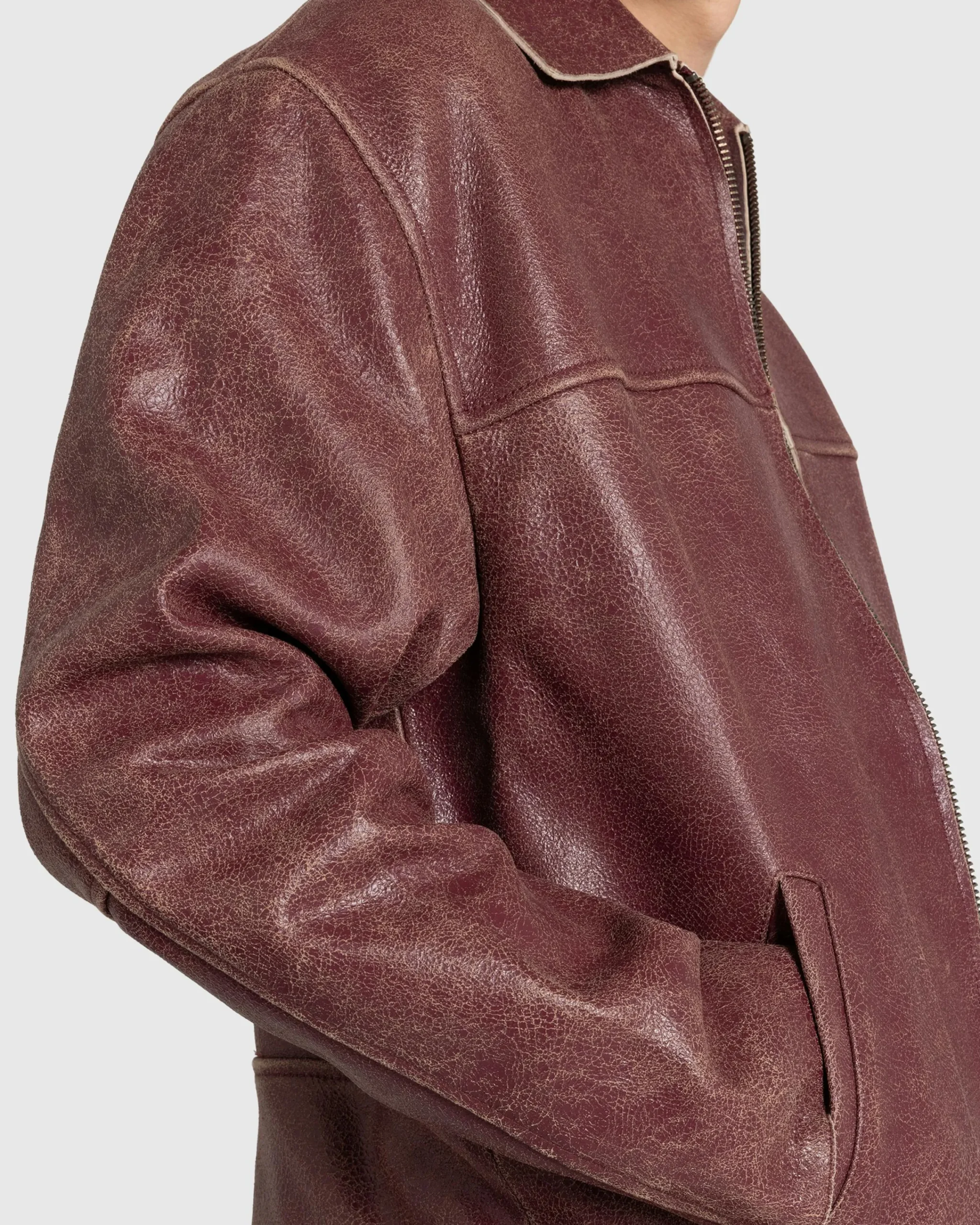 Guess USA Crackled Leather Jacket Petite Syrah Multi- Outerwear