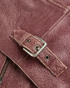 Guess USA Crackled Leather Jacket Petite Syrah Multi- Outerwear