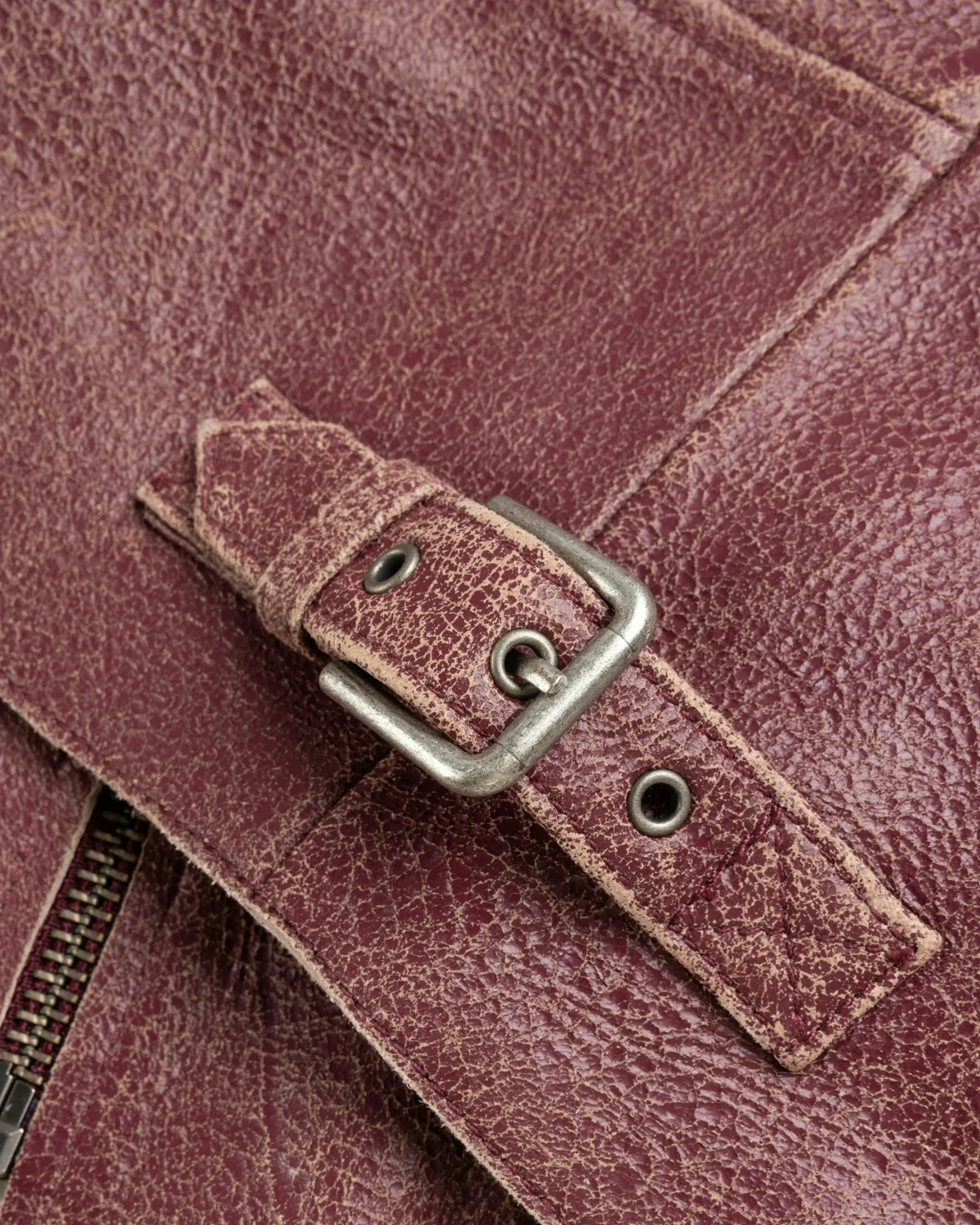 Guess USA Crackled Leather Jacket Petite Syrah Multi- Outerwear