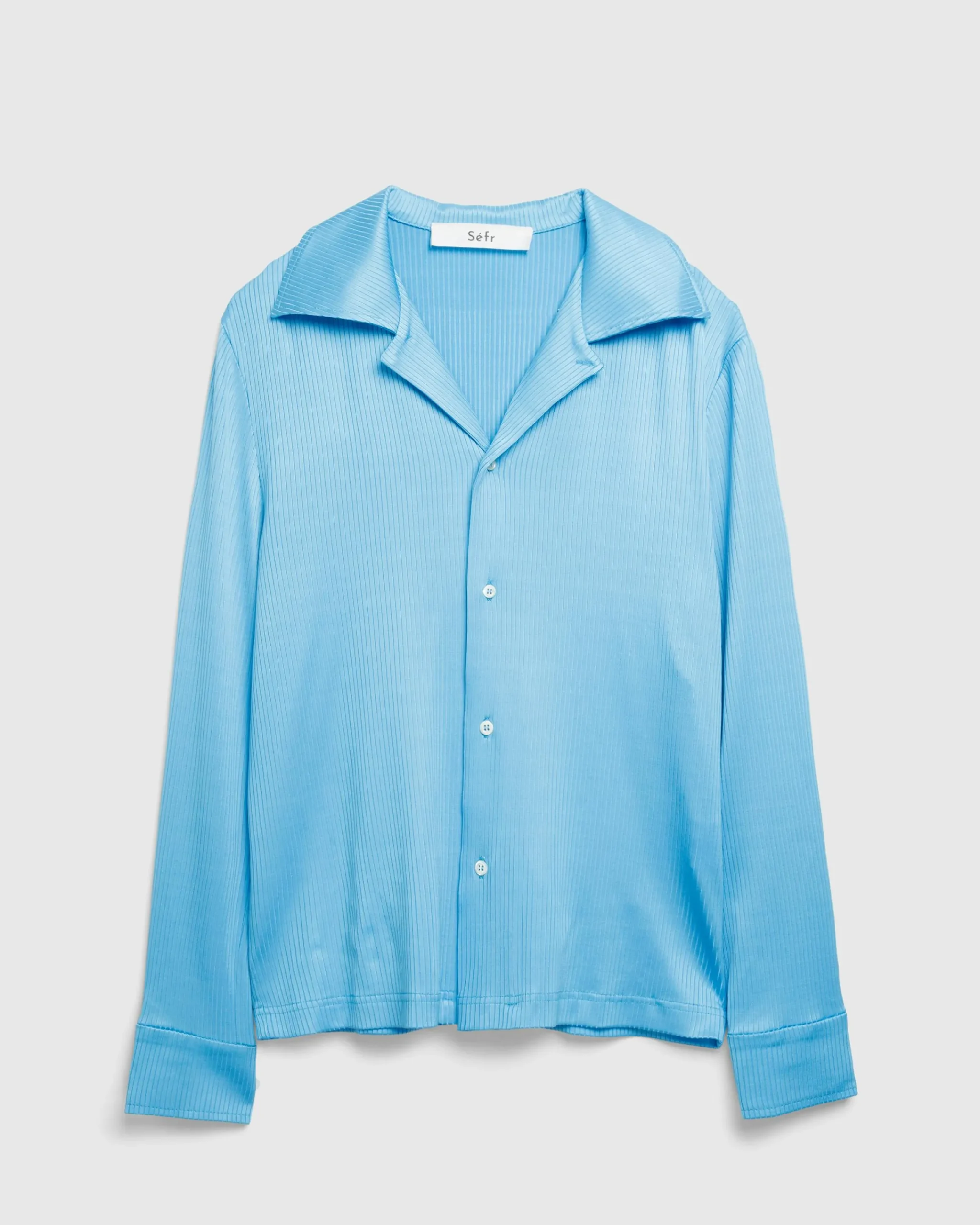 Séfr Darian Shirt Cyan Jersey Rib- Shirts
