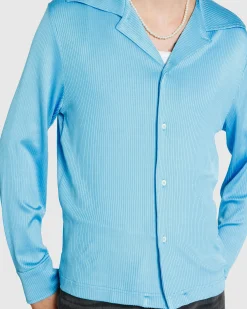 Séfr Darian Shirt Cyan Jersey Rib- Shirts