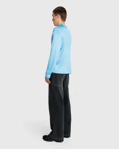 Séfr Darian Shirt Cyan Jersey Rib- Shirts